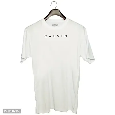 UDNAG Unisex Round Neck Graphic 'Unit | Calvin' Polyester T-Shirt White [Size 2YrsOld/22in to 7XL/56in]-thumb0