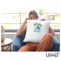 UDNAG White Polyester 'Birthday | Forget The Past; Look Forward to The Future, for The Best Things are Yet to Come' Pillow Cover [16 Inch X 16 Inch]-thumb1