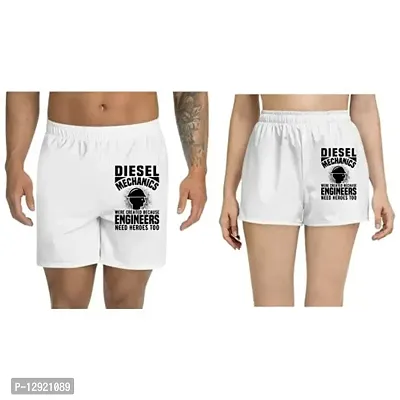 UDNAG Unisex Regular fit 'Mechanic | Diesel Mechanics' Polyester Shorts [Size S/28In to XL/40In] White