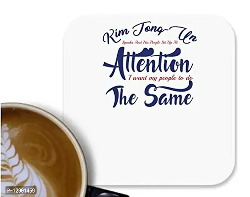 UDNAG MDF Tea Coffee Coaster 'Attention | Donalt Trump' for Office Home [90 x 90mm]