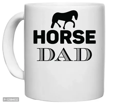 UDNAG White Ceramic Coffee / Tea Mug 'Papa | Horse dad' Perfect for Gifting [330ml]-thumb0