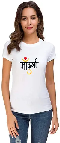 UDNAG Unisex Round Neck Graphic Navratri | Gujrati | Maa Durga Polyester T-Shirt White [Size 2YrsOld/22in to 7XL/56in]-thumb3