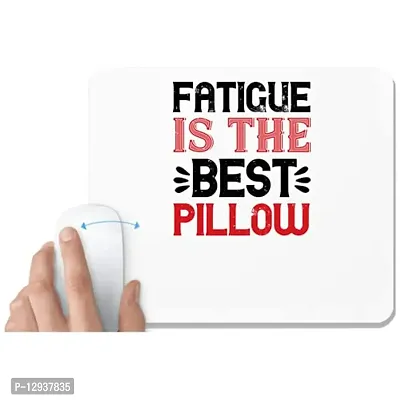 UDNAG White Mousepad 'Sleeping | Fatigue is The Best Pillow' for Computer / PC / Laptop [230 x 200 x 5mm]-thumb0