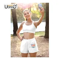 UDNAG Unisex Regular fit 'School Teacher | Livin That pre-School Life' Polyester Shorts [Size S/28In to XL/40In] White-thumb2