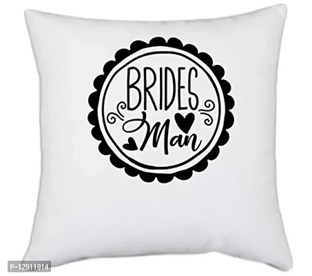 UDNAG White Polyester 'Love Bride | Brides mom' Pillow Cover [16 Inch X 16 Inch]-thumb0