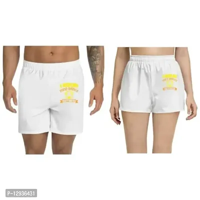 UDNAG Unisex Regular fit 'Peace | A jug Fills Drop by Drop' Polyester Shorts [Size S/28In to XL/40In] White