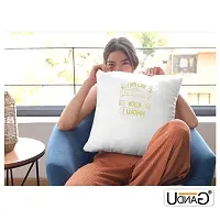 UDNAG White Polyester 'Pig | I am Like a Blind Pig When I workk' Pillow Cover [16 Inch X 16 Inch]-thumb1