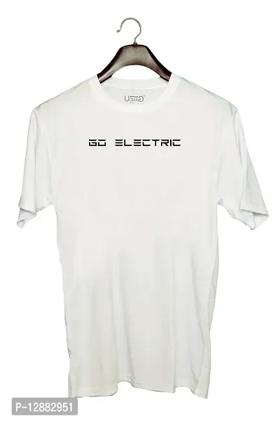 UDNAG Unisex Round Neck Graphic 'Engineer | Go Electric' Polyester T-Shirt White [Size 2YrsOld/22in to 7XL/56in]