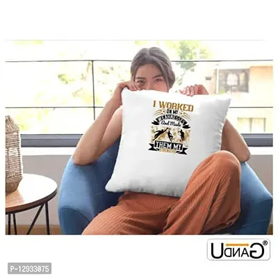 UDNAG White Polyester 'Soccer | I Worked on My Weaknesses and Made Them My Strengths' Pillow Cover [16 Inch X 16 Inch]-thumb2