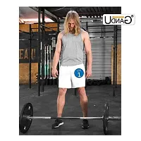 UDNAG Unisex Regular fit 'Son | 1 Son' Polyester Shorts [Size S/28In to XL/40In] White-thumb1