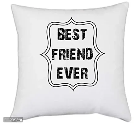 UDNAG White Polyester 'Friend | Best Freind Ever' Pillow Cover [16 Inch X 16 Inch]