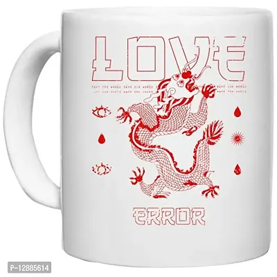 UDNAG White Ceramic Coffee / Tea Mug 'Love Dragon and Error' Perfect for Gifting [350ml]-thumb0