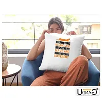 UDNAG White Polyester 'Surfing | Surfing is Like Life. Every Wave and Every Day are Different' Pillow Cover [16 Inch X 16 Inch]-thumb1