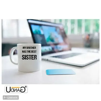 UDNAG White Ceramic Coffee / Tea Mug 'Rakshabandhan | My Brother Has The Best Sister' Perfect for Gifting [350ml]-thumb2