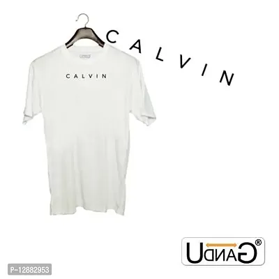 UDNAG Unisex Round Neck Graphic 'Unit | Calvin' Polyester T-Shirt White [Size 2YrsOld/22in to 7XL/56in]-thumb2