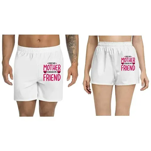 UDNAG Unisex Regular fit 'Mother | First My Mother Forever My Friend' Shorts [Size S/28In to XL/40In]