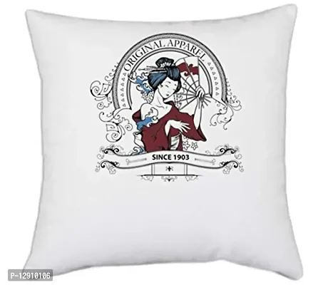 UDNAG White Polyester 'Apparel | Queen' Pillow Cover [16 Inch X 16 Inch]-thumb0