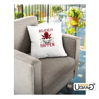 UDNAG White Polyester 'Team Coach | Believe it and it Will Happen' Pillow Cover [16 Inch X 16 Inch]-thumb2