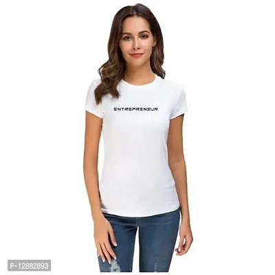 UDNAG Unisex Round Neck Graphic 'Enterpreneur' Polyester T-Shirt White [Size 2YrsOld/22in to 7XL/56in]-thumb4