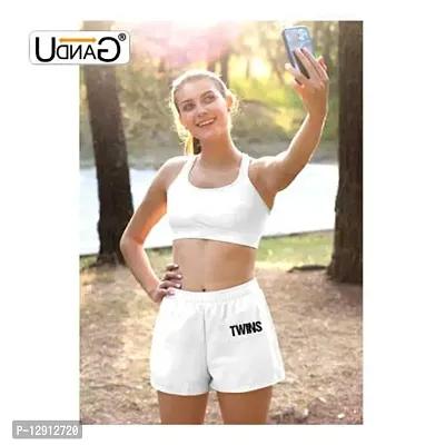 UDNAG Unisex Regular fit 'Twins' Polyester Shorts [Size S/28In to XL/40In] White-thumb3