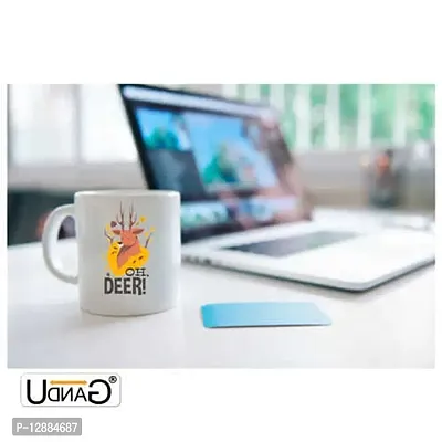 UDNAG White Ceramic Coffee / Tea Mug 'Oh Deer' Perfect for Gifting [350ml]-thumb2