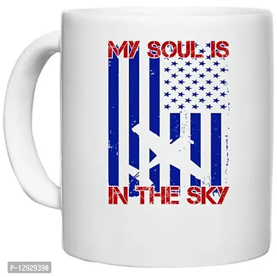 UDNAG White Ceramic Coffee / Tea Mug 'Airforce | My Soul in The Sky' Perfect for Gifting [330ml]