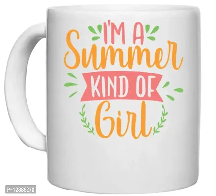 UDNAG White Ceramic Coffee / Tea Mug 'Summer | I'm a Summer Kind of Girl' Perfect for Gifting [330ml]