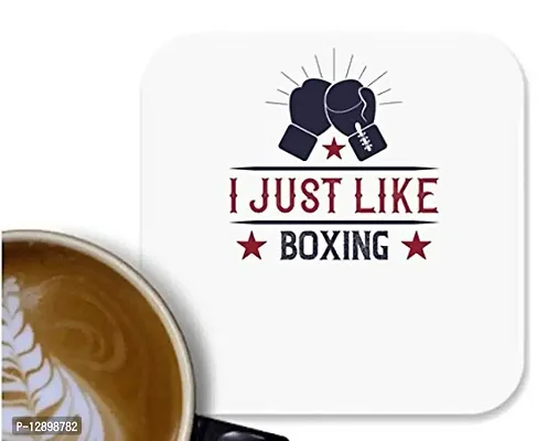 UDNAG MDF Tea Coffee Coaster 'Boxing | I just Like Boxing' for Office Home [90 x 90mm]-thumb0