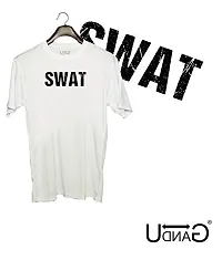 UDNAG Unisex Round Neck Graphic 'SWAT' Polyester T-Shirt White [Size 2YrsOld/22in to 7XL/56in]-thumb1