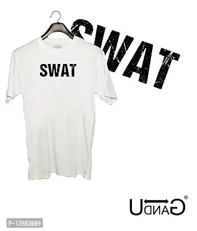 UDNAG Unisex Round Neck Graphic 'SWAT' Polyester T-Shirt White [Size 2YrsOld/22in to 7XL/56in]-thumb2