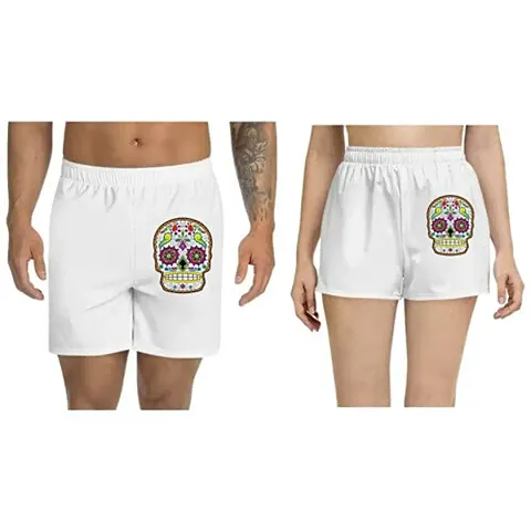 UDNAG Unisex Regular fit 'Illustration | Sugar Skull' Shorts [Size S/28In to XL/40In]