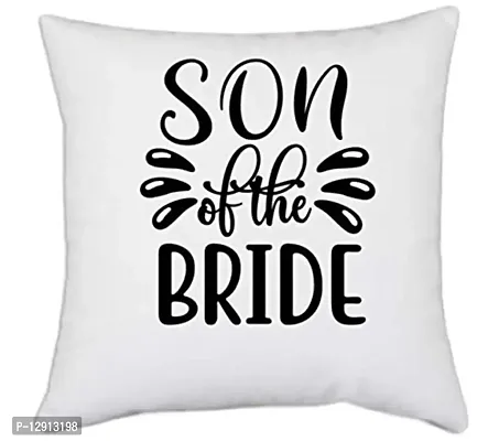 UDNAG White Polyester 'Son | Son of The' Pillow Cover [16 Inch X 16 Inch]-thumb0