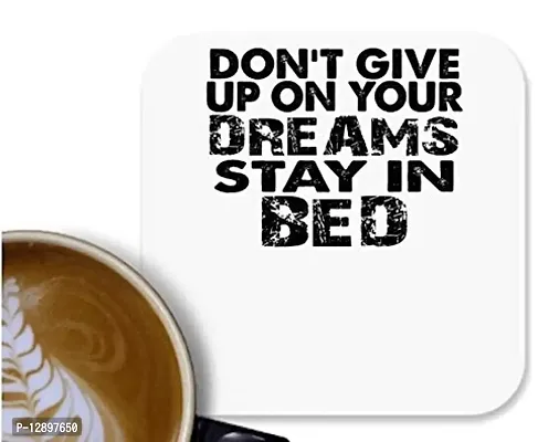 UDNAG MDF Tea Coffee Coaster 'Never Give up | Don't give up on' for Office Home [90 x 90mm]