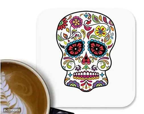 UDNAG MDF Tea Coffee Coaster 'Illustration | Res Eye Sugar Skull' for Office Home [90 x 90mm]-thumb0