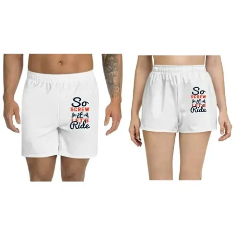 UDNAG Unisex Regular fit 'Motor Cycle | So Screw it, let?s Ride' Shorts [Size S/28In to XL/40In]