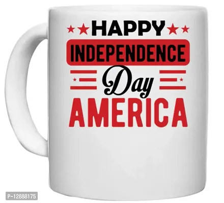 UDNAG White Ceramic Coffee / Tea Mug 'American Independance Day | Happy independece Day America' Perfect for Gifting [330ml]-thumb0