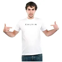 UDNAG Unisex Round Neck Graphic 'Unit | Calvin' Polyester T-Shirt White [Size 2YrsOld/22in to 7XL/56in]-thumb2