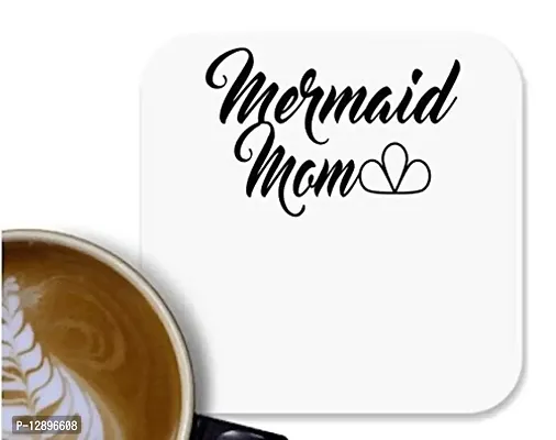 UDNAG MDF Tea Coffee Coaster 'Mother | Mermaid mom-a' for Office Home [90 x 90mm]-thumb0