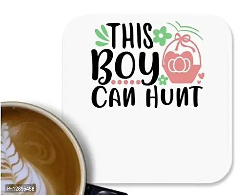 UDNAG MDF Tea Coffee Coaster 'Hunter | This boy can Hunt' for Office Home [90 x 90mm]