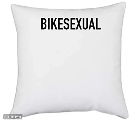 UDNAG White Polyester 'Bike' Pillow Cover [16 Inch X 16 Inch]