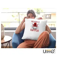 UDNAG White Polyester 'Team Coach | Believe it and it Will Happen' Pillow Cover [16 Inch X 16 Inch]-thumb1