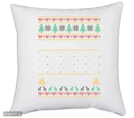 UDNAG White Polyester 'Illustration | Template 43' Pillow Cover [16 Inch X 16 Inch]