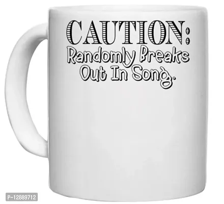 UDNAG White Ceramic Coffee / Tea Mug 'Caution | Caution Randomly' Perfect for Gifting [330ml]