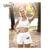 UDNAG Unisex Regular fit 'Sister | Being Sisters Means You Always Have Backup 2 Design (2)' Polyester Shorts [Size S/28In to XL/40In] White-thumb2