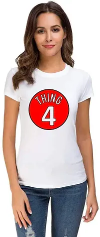 UDNAG Unisex Round Neck Graphic 'Thing | Thing 4' Polyester T-Shirt White [Size 2YrsOld/22in to 7XL/56in]-thumb3