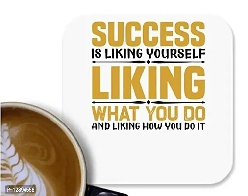 UDNAG MDF Tea Coffee Coaster 'Success | Success is Liking' for Office Home [90 x 90mm]