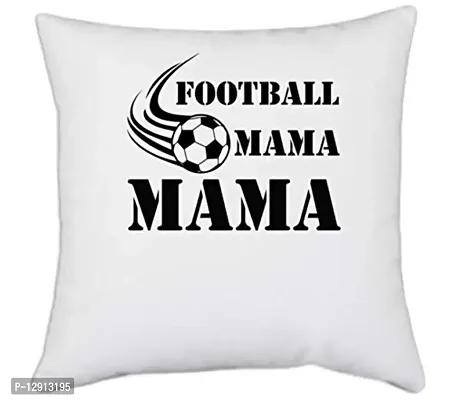 UDNAG White Polyester 'Mother | Football Mama' Pillow Cover [16 Inch X 16 Inch]