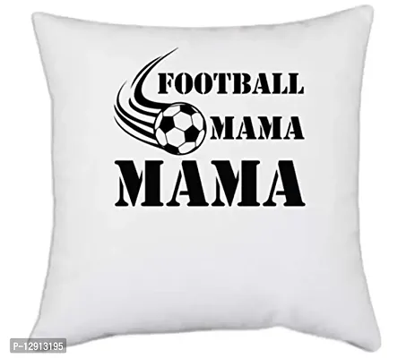 UDNAG White Polyester 'Mother | Football Mama' Pillow Cover [16 Inch X 16 Inch]-thumb0