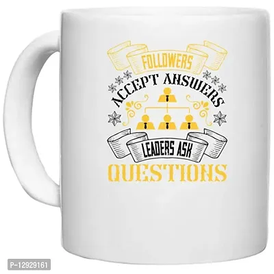 UDNAG White Ceramic Coffee / Tea Mug 'Team Coach | Followers Accept Answers. Leaders Ask Questions' Perfect for Gifting [330ml]-thumb0