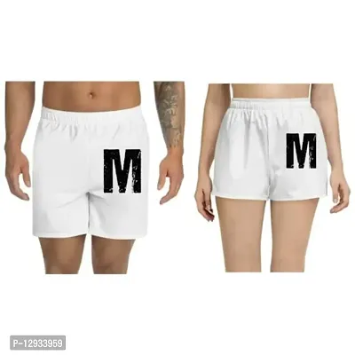 UDNAG Unisex Regular fit 'Alphabet | M' Polyester Shorts [Size S/28In to XL/40In]-thumb0